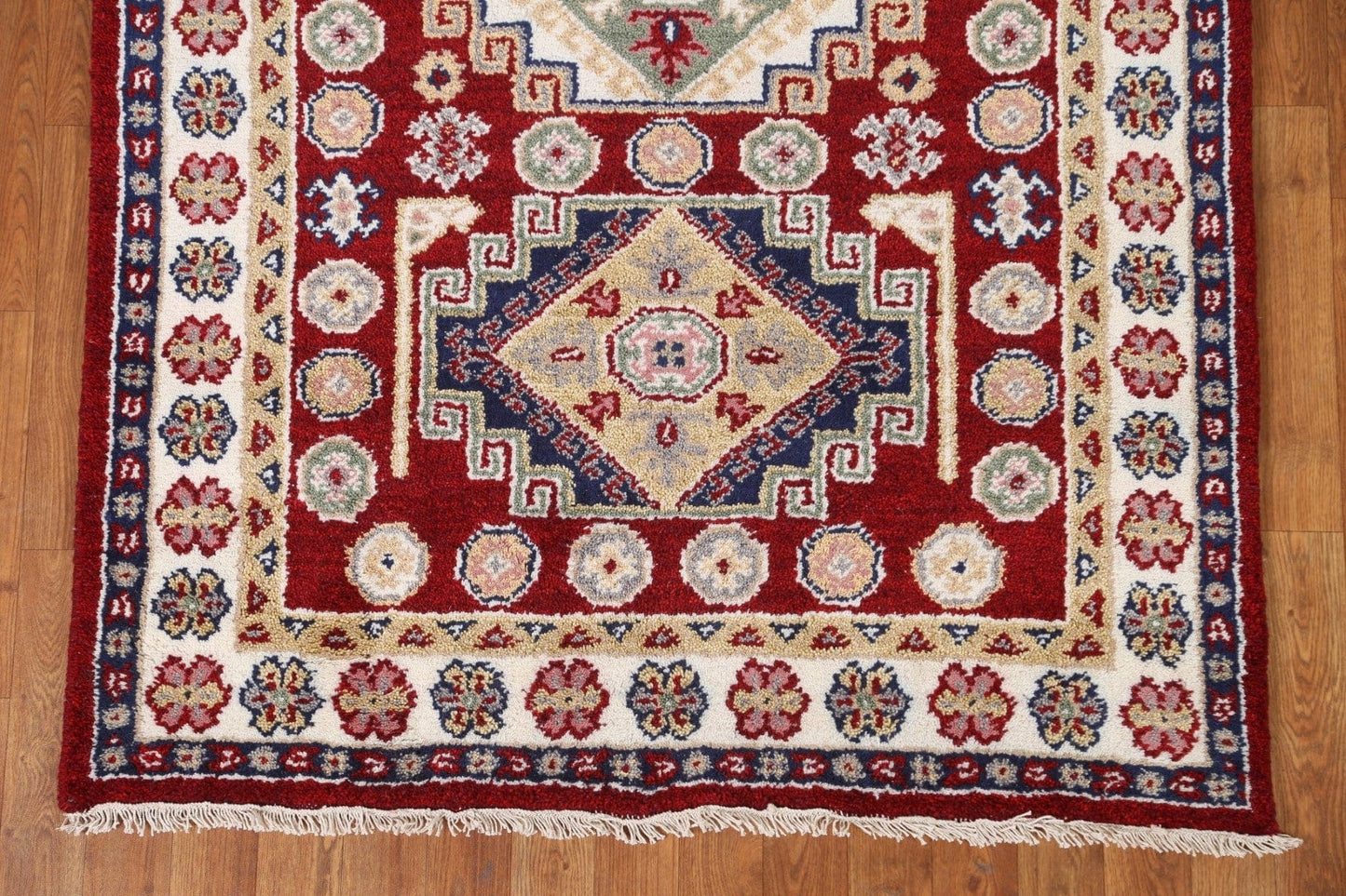 Geometric Red Kazak Oriental Area Rug 4x6