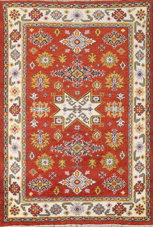 Geometric Kazak Oriental Area Rug 4x6