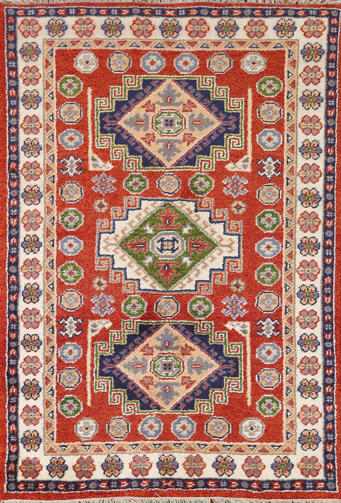 Geometric Kazak Oriental Area Rug 4x6