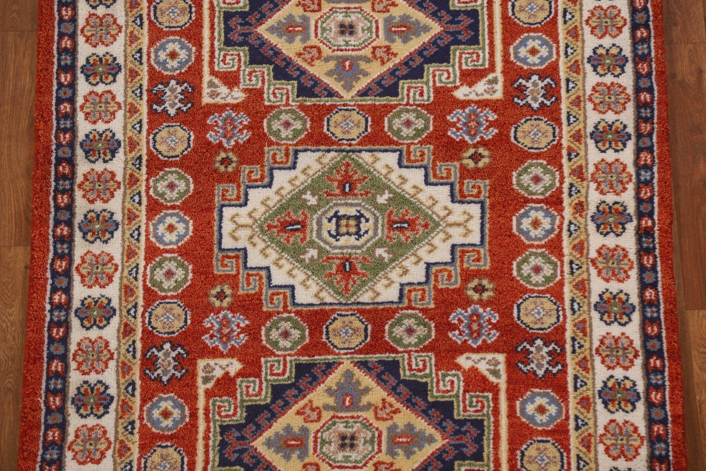 Hand-Knotted Wool Kazak Oriental Area Rug 4x6