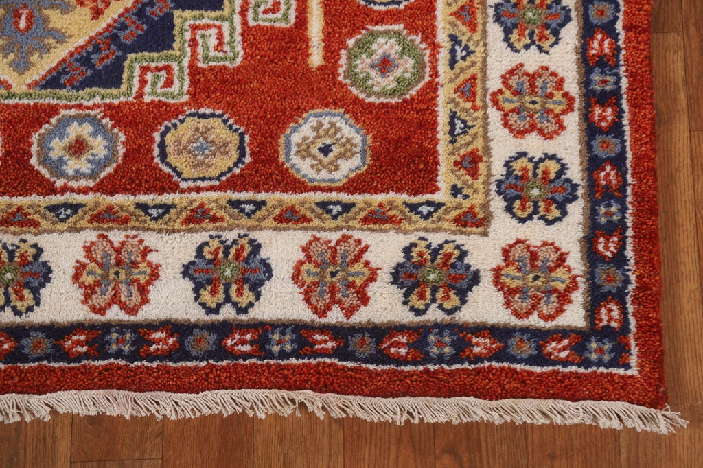 Hand-Knotted Wool Kazak Oriental Area Rug 4x6