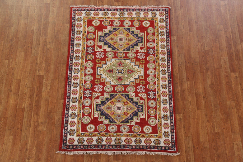 Red Wool Kazak Oriental Area Rug 4x6