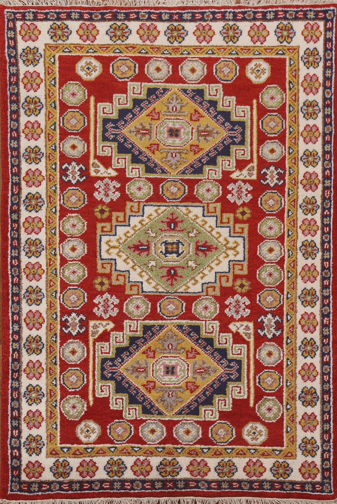 Red Wool Kazak Oriental Area Rug 4x6