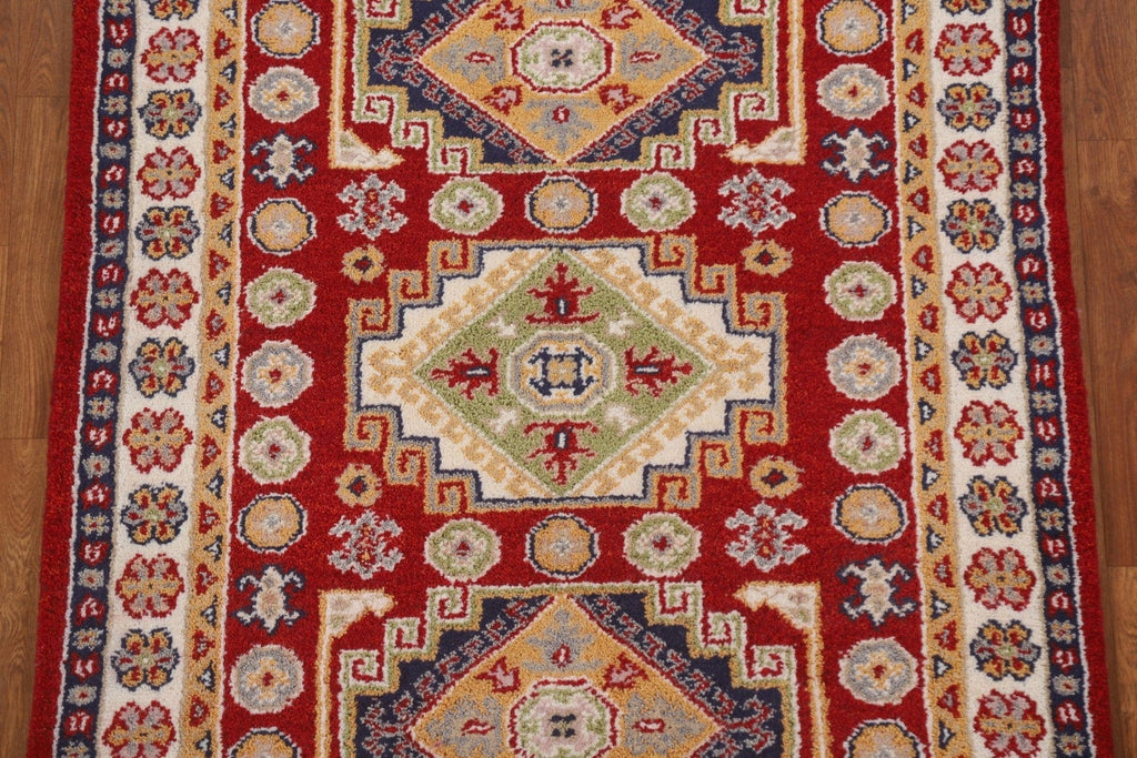 Geometric Red Kazak Oriental Area Rug 4x6