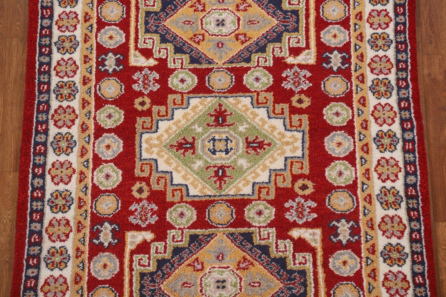 Geometric Red Kazak Oriental Area Rug 4x6