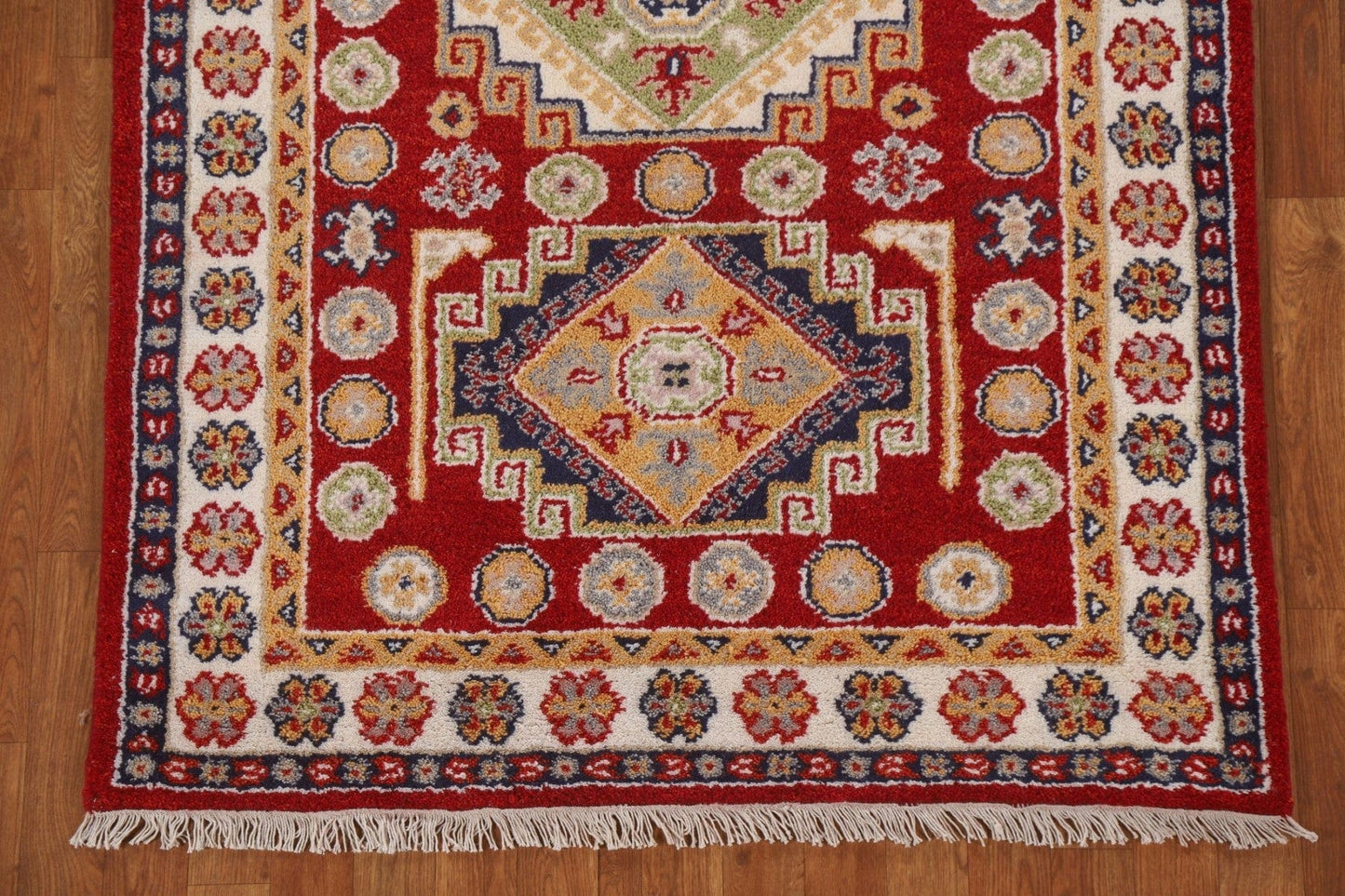 Geometric Red Kazak Oriental Area Rug 4x6