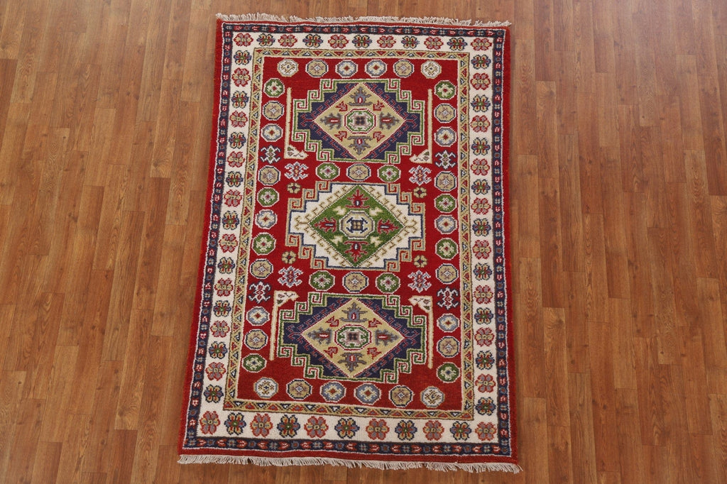 Handmade Wool Kazak Oriental Area Rug 4x6