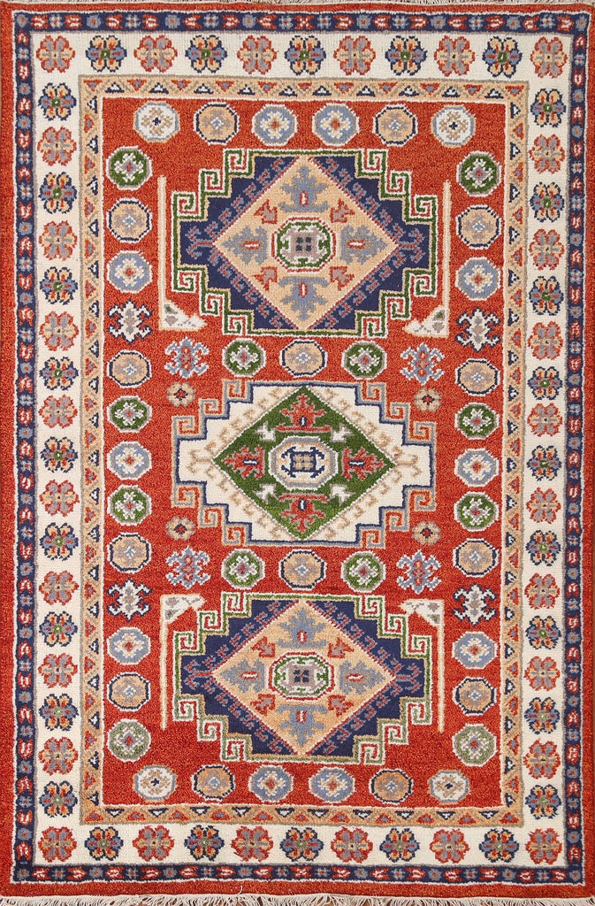 Handmade Wool Kazak Oriental Area Rug 4x6