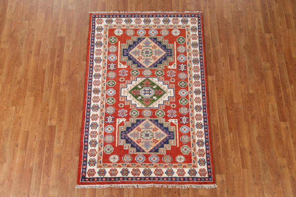 Handmade Wool Kazak Oriental Area Rug 4x6