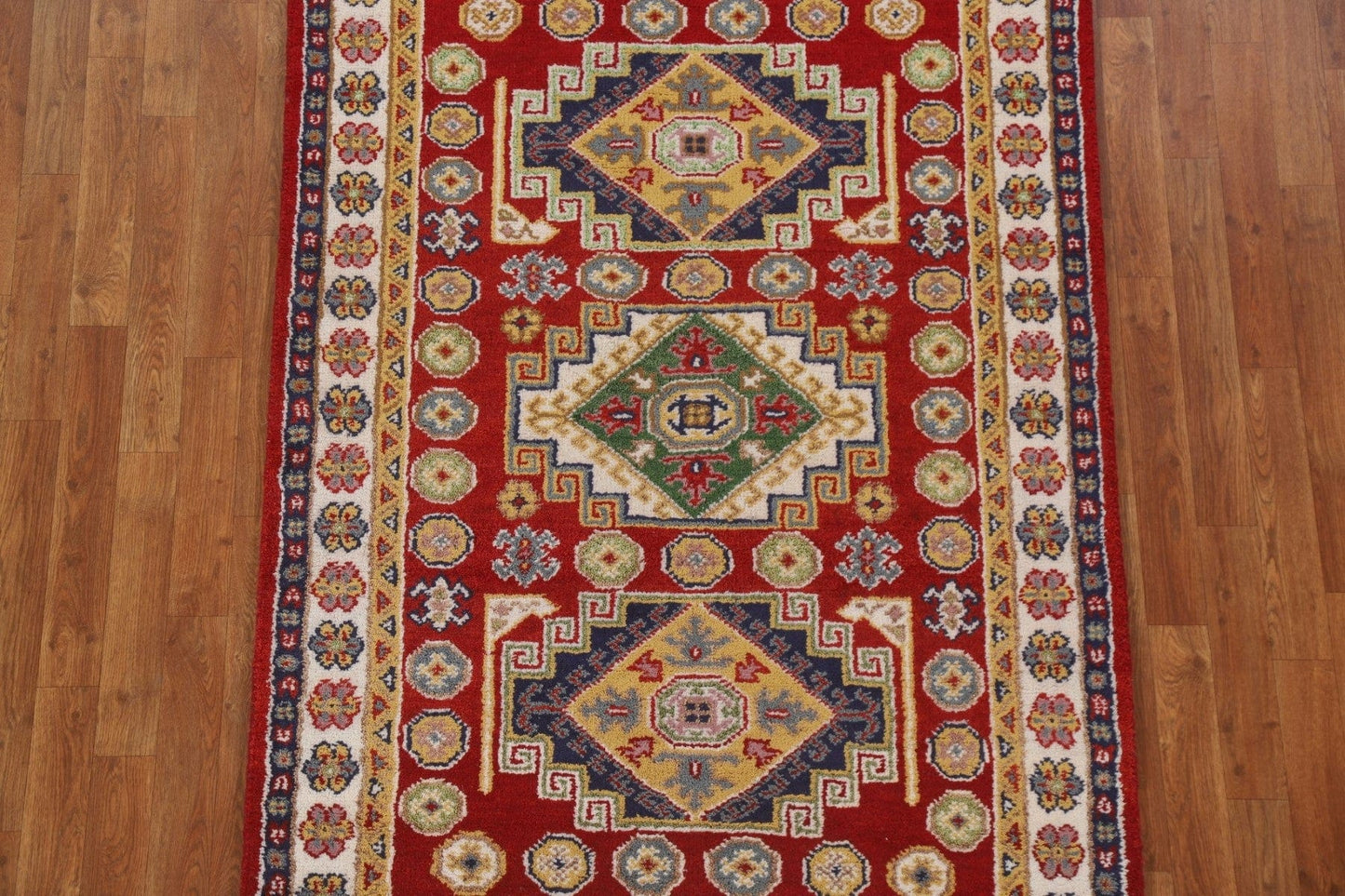 Geometric Wool Kazak Oriental Area Rug 4x6