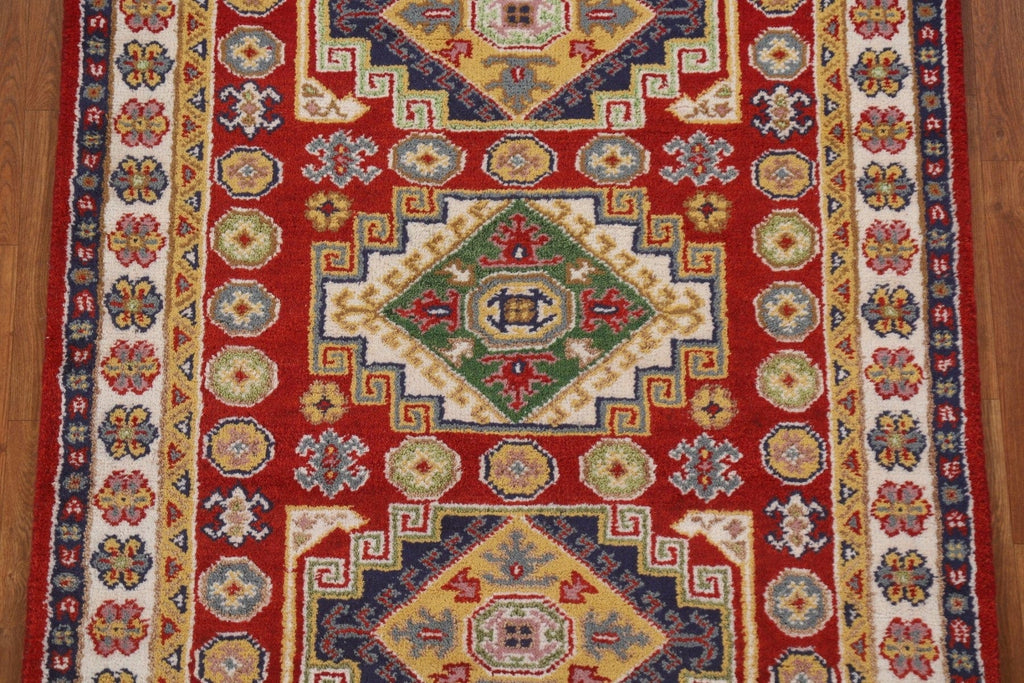 Geometric Wool Kazak Oriental Area Rug 4x6