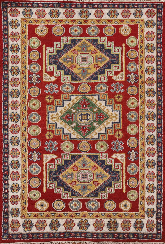 Geometric Wool Kazak Oriental Area Rug 4x6