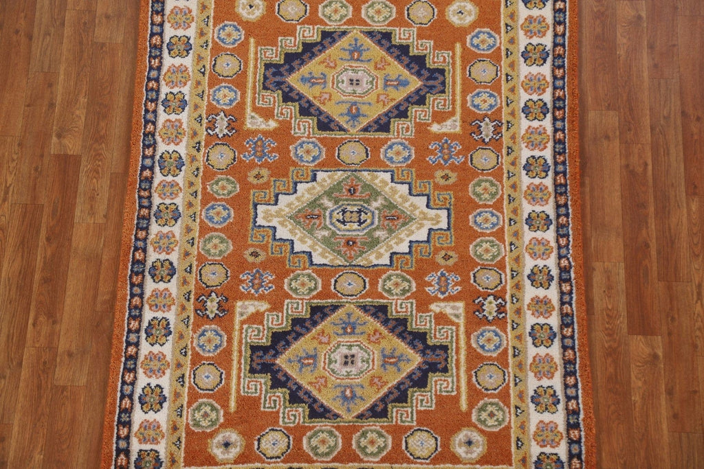 Orange Wool Kazak Oriental Area Rug 4x6