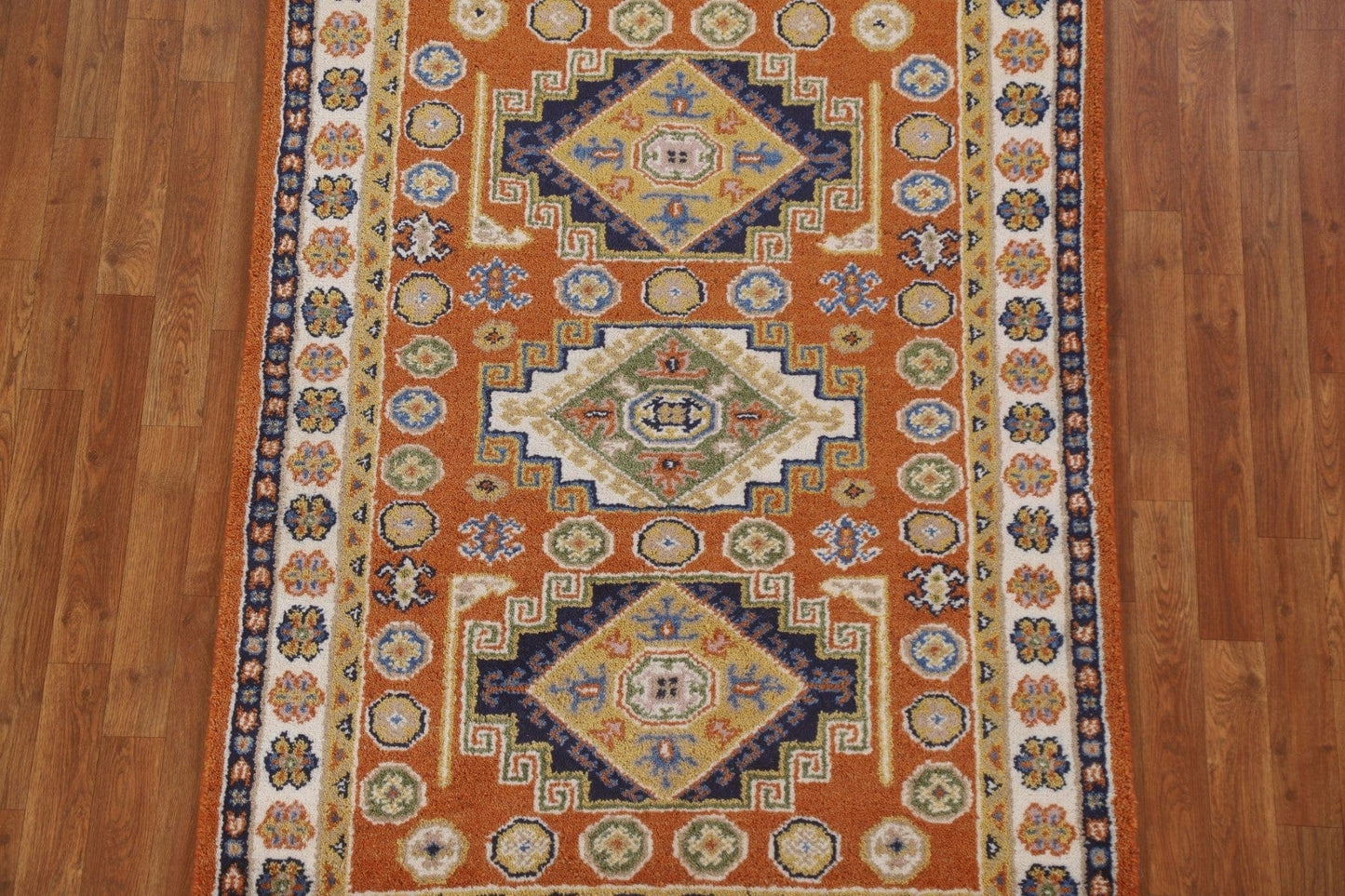 Orange Wool Kazak Oriental Area Rug 4x6