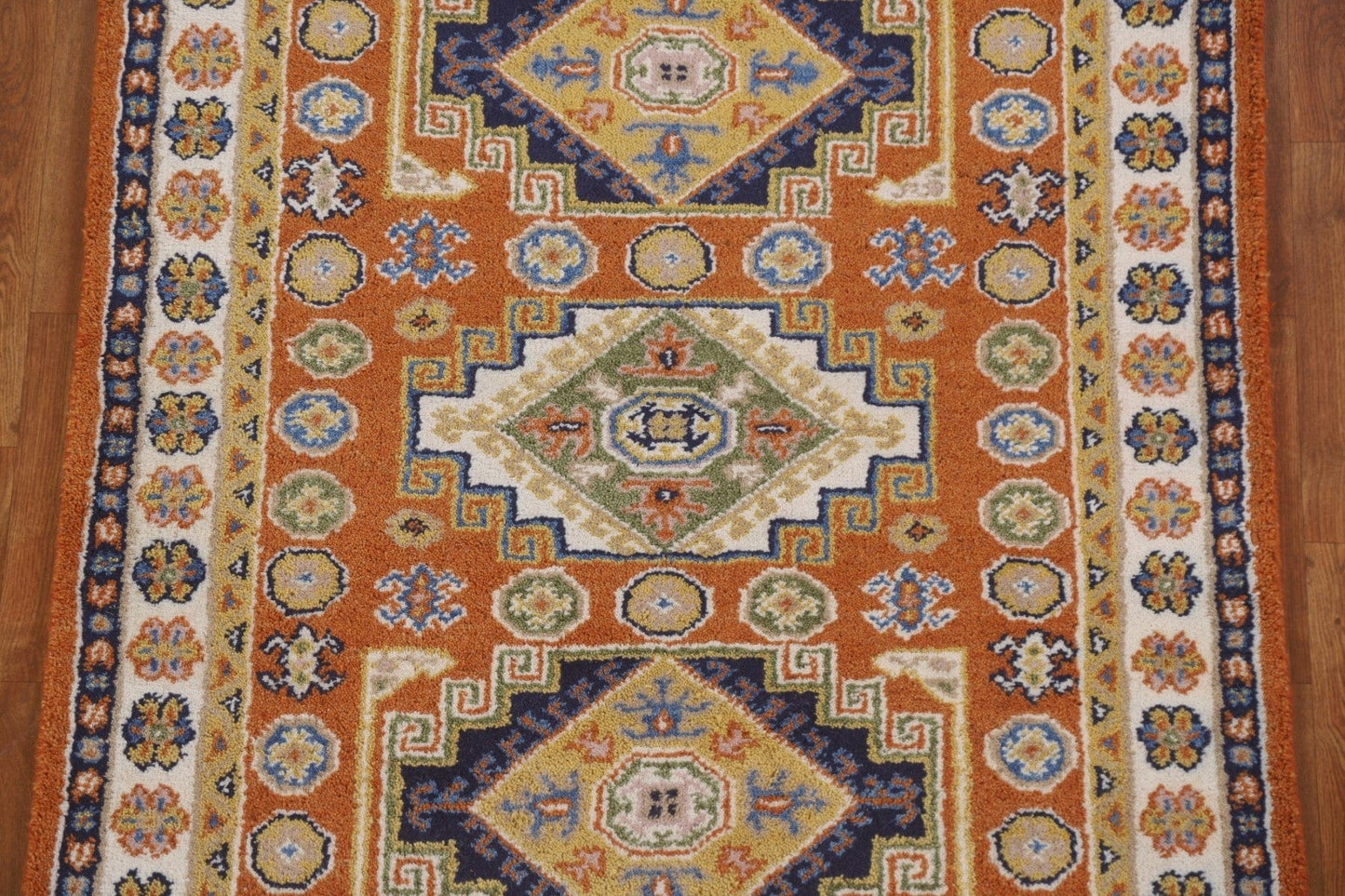 Orange Wool Kazak Oriental Area Rug 4x6