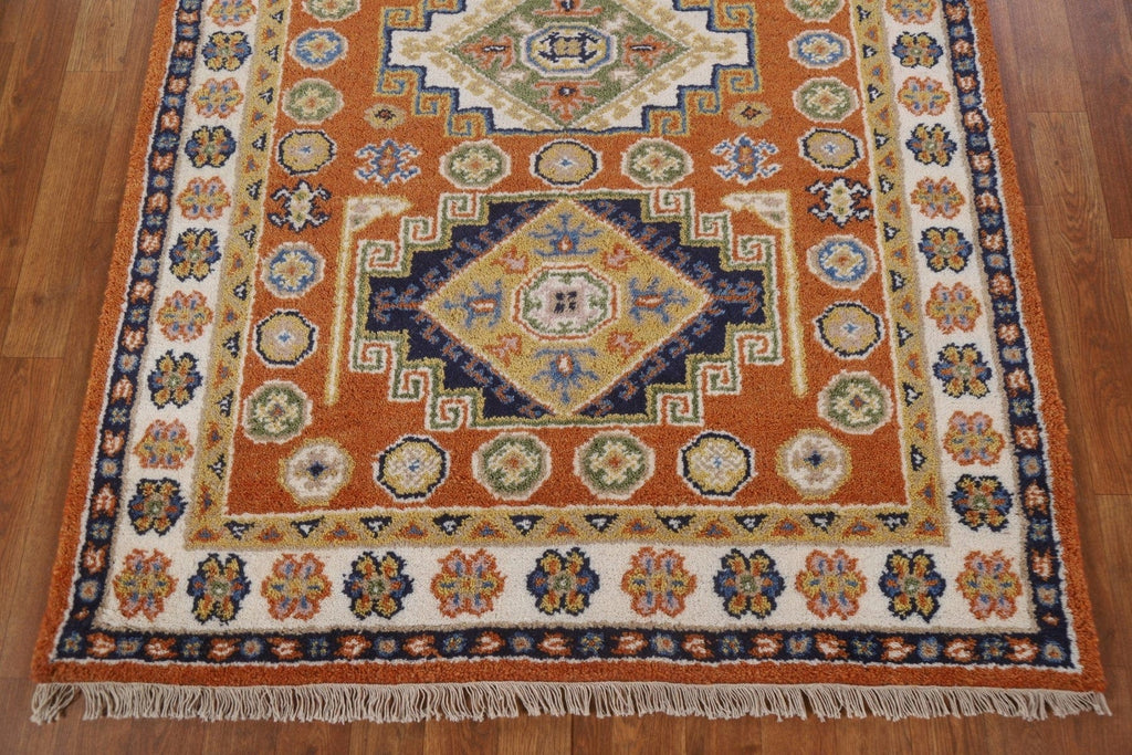 Orange Wool Kazak Oriental Area Rug 4x6