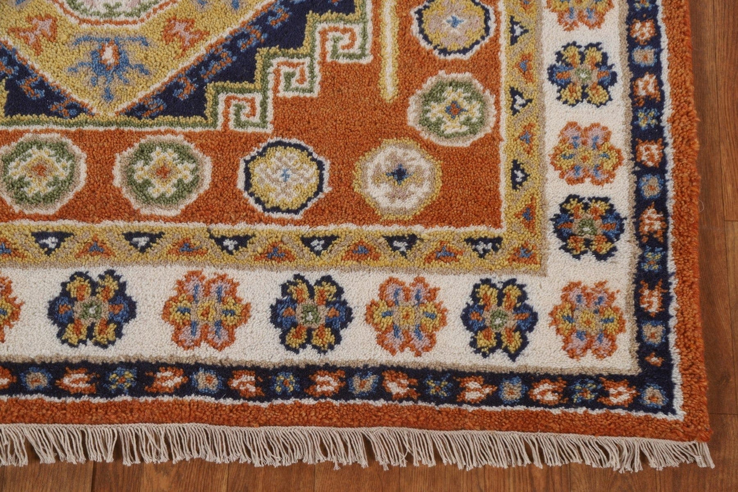 Orange Wool Kazak Oriental Area Rug 4x6