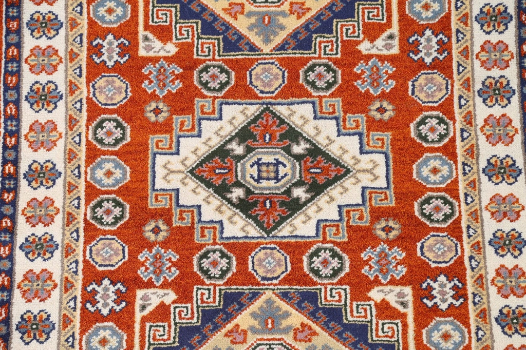 Orange Wool Kazak Oriental Area Rug 4x6