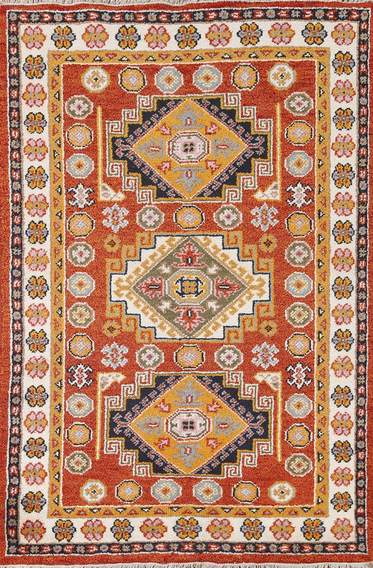 Hand-Knotted Kazak Oriental Area Rug 4x6