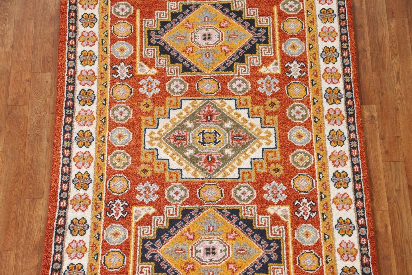 Hand-Knotted Kazak Oriental Area Rug 4x6