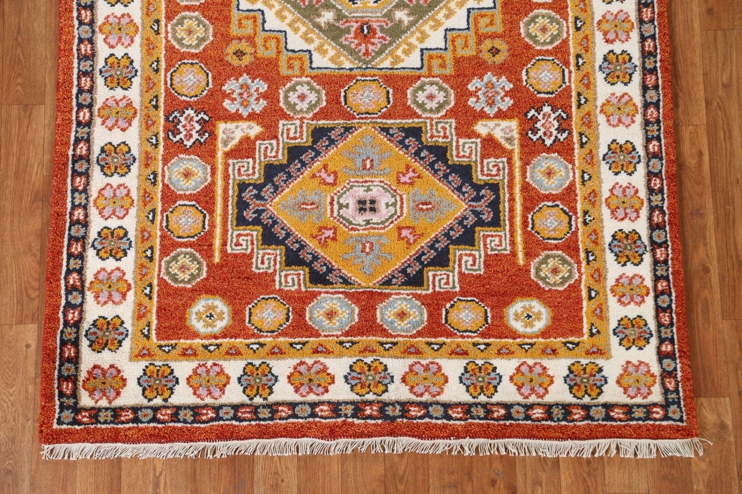 Hand-Knotted Kazak Oriental Area Rug 4x6