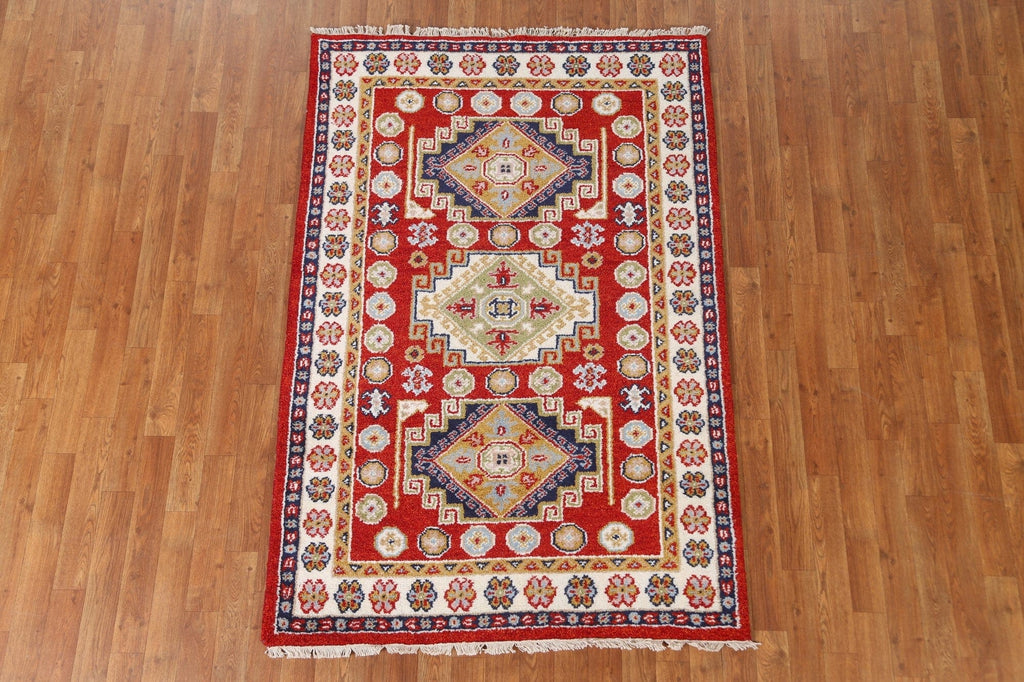 Handmade Wool Kazak Oriental Area Rug 4x6