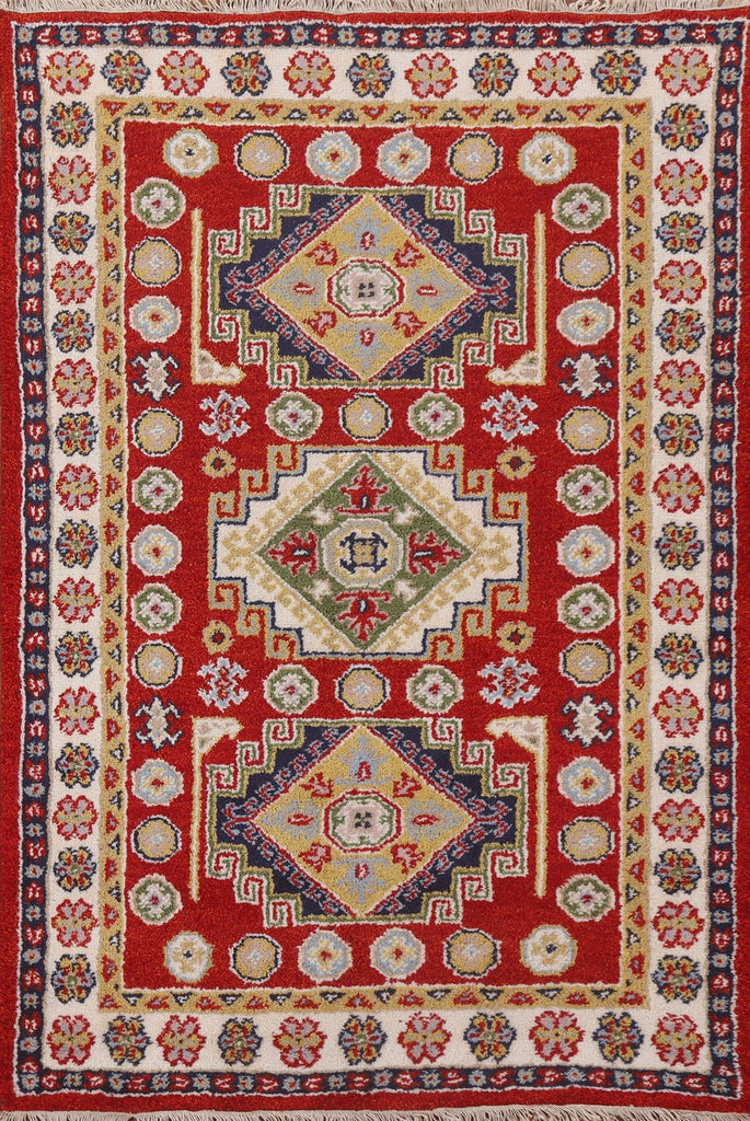 Red Wool Kazak Oriental Area Rug 4x6