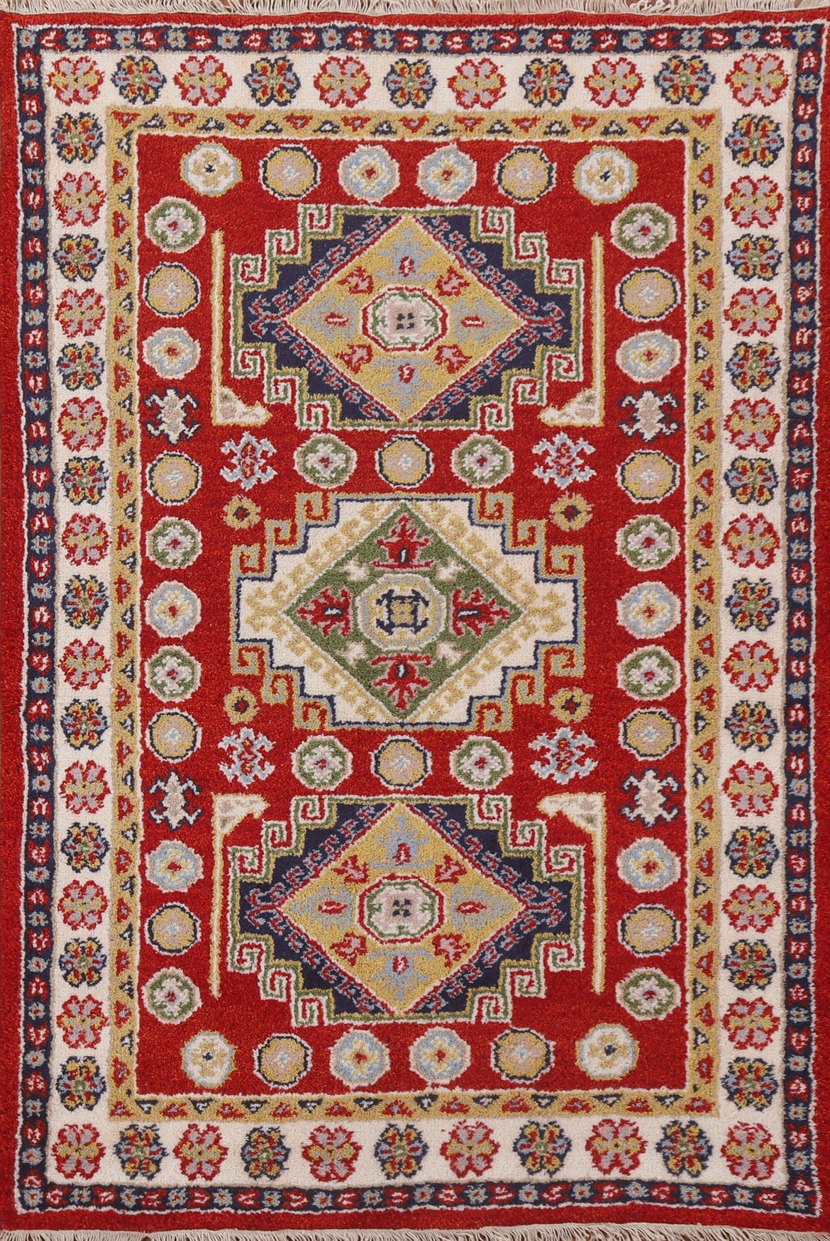 Red Wool Kazak Oriental Area Rug 4x6