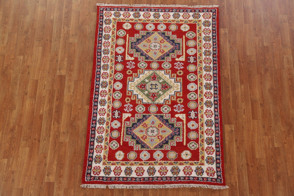 Red Wool Kazak Oriental Area Rug 4x6