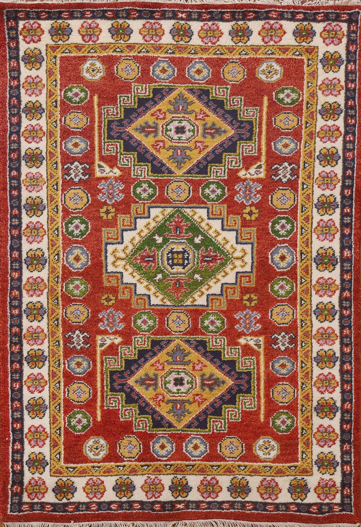 Geometric Kazak Oriental Area Rug 4x6