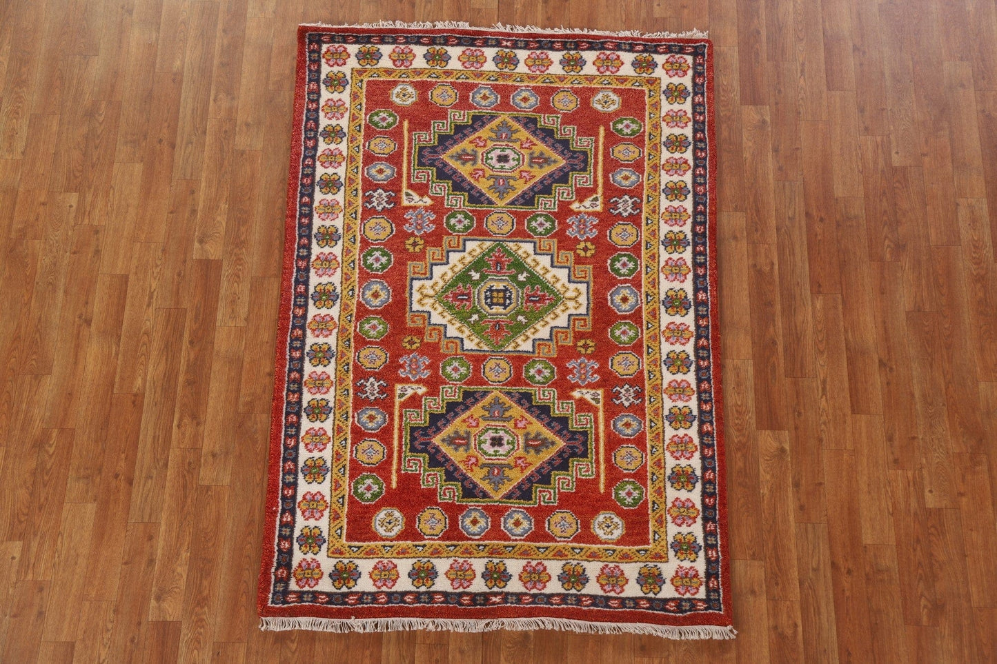 Geometric Kazak Oriental Area Rug 4x6