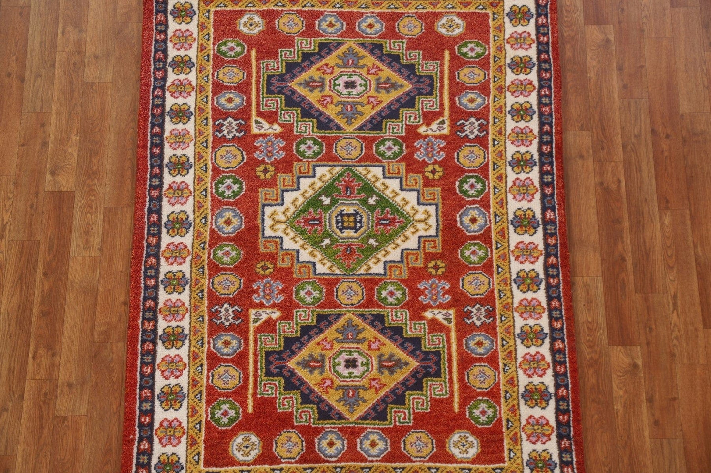 Geometric Kazak Oriental Area Rug 4x6