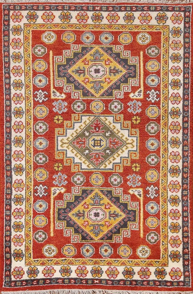 Handmade Wool Kazak Oriental Area Rug 4x6