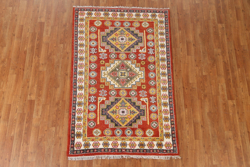 Handmade Wool Kazak Oriental Area Rug 4x6