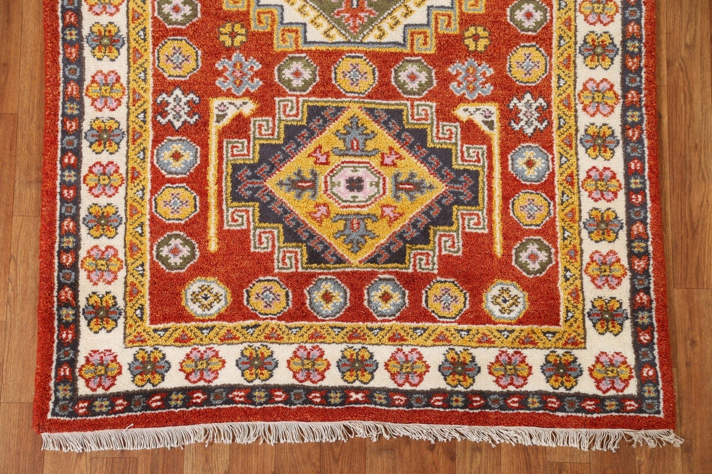 Handmade Wool Kazak Oriental Area Rug 4x6