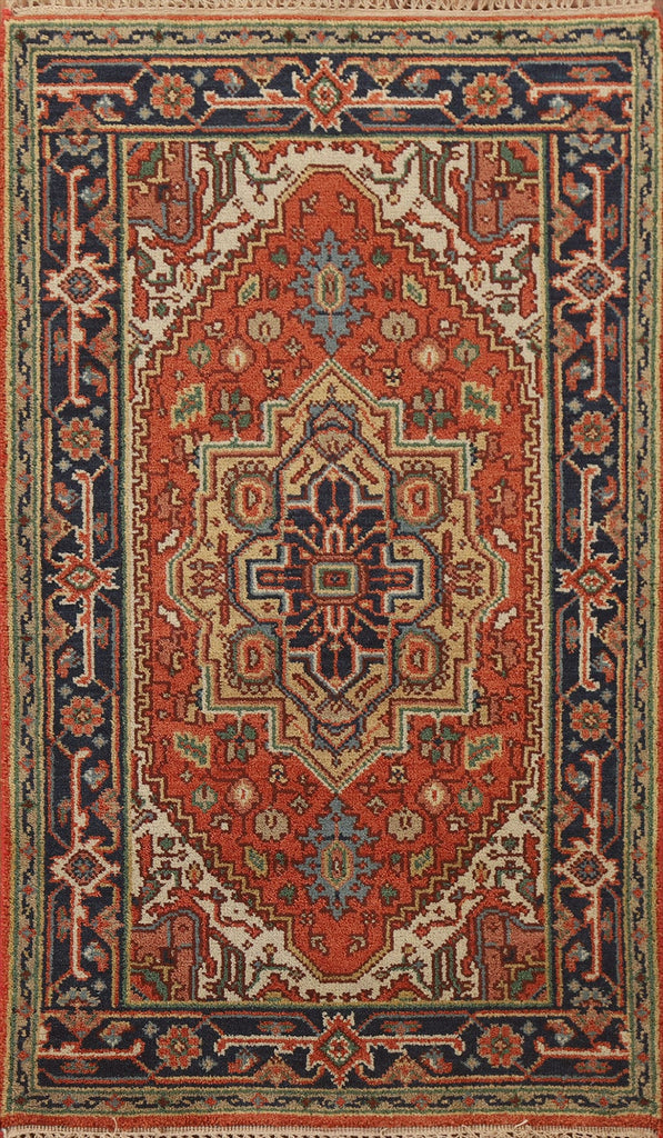 Orange Geometric Heriz Oriental Area Rug 3x5