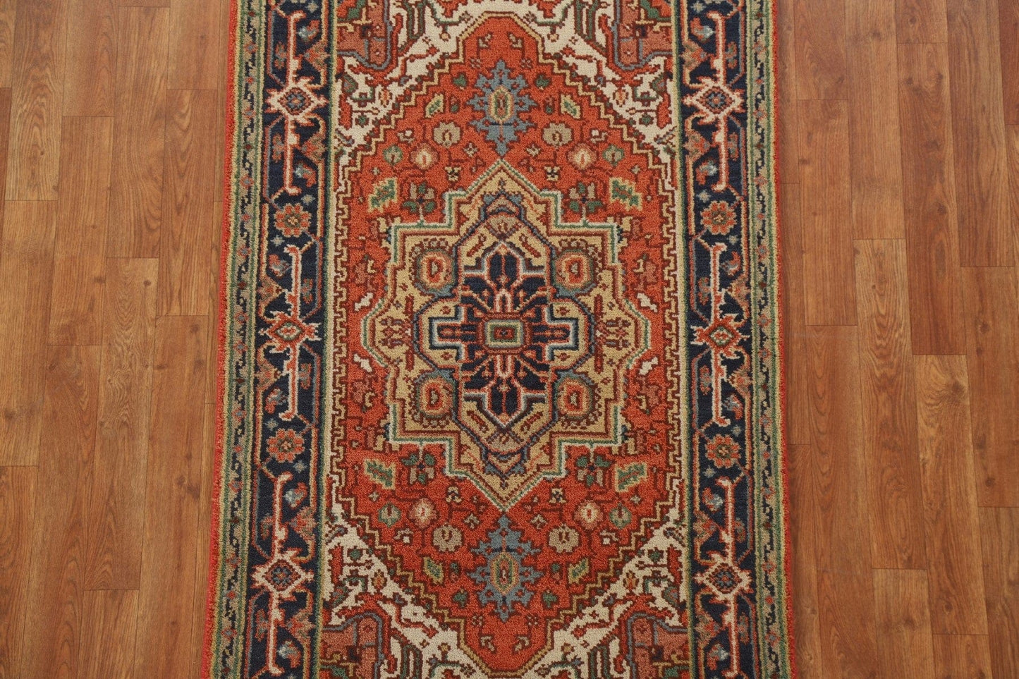 Orange Geometric Heriz Oriental Area Rug 3x5