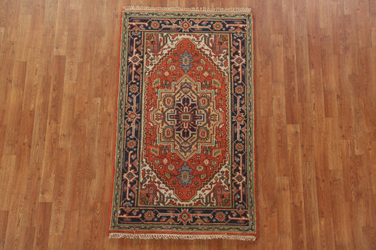 Orange Geometric Heriz Oriental Area Rug 3x5