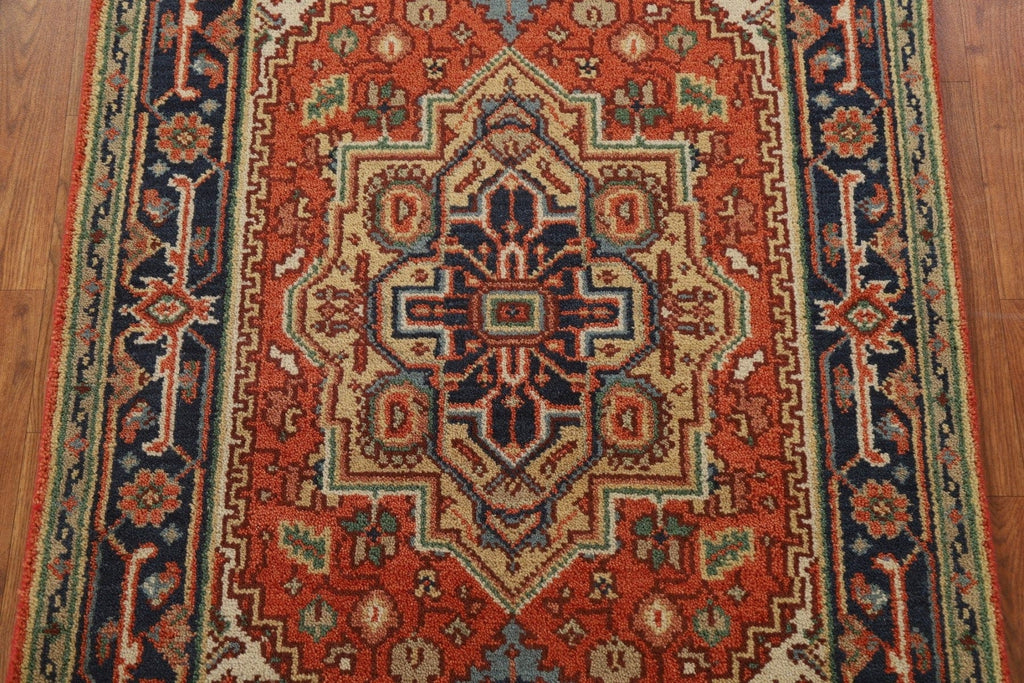 Orange Geometric Heriz Oriental Area Rug 3x5