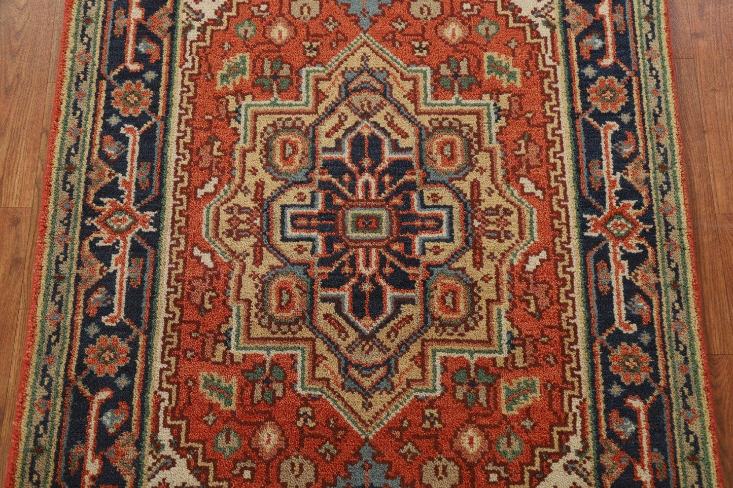 Orange Geometric Heriz Oriental Area Rug 3x5