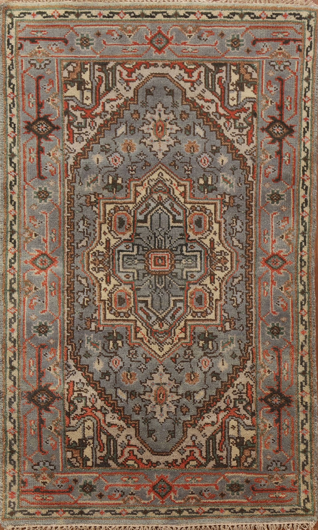 Gray Wool Heriz Oriental Area Rug 3x5