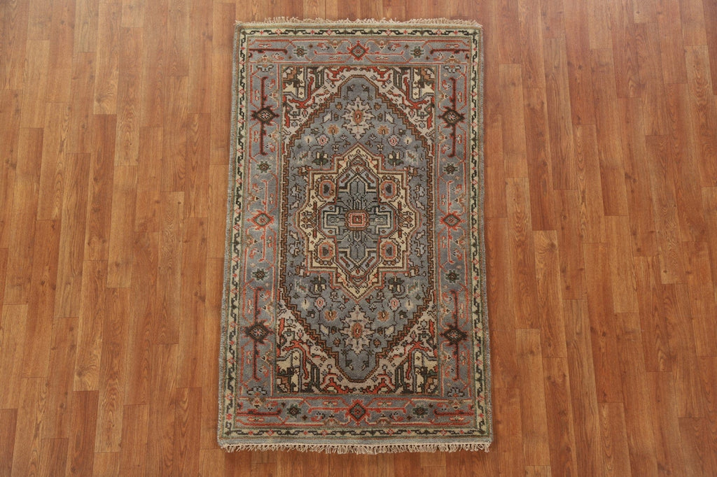 Gray Wool Heriz Oriental Area Rug 3x5