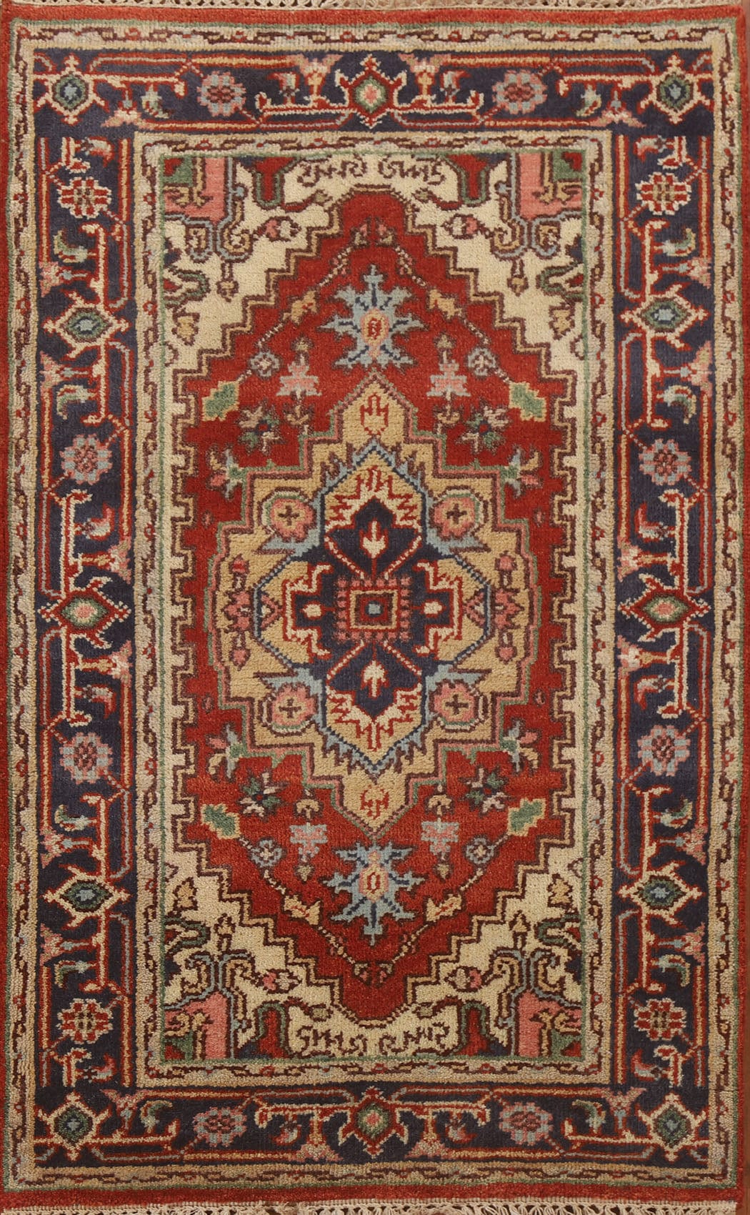 Red Geometric Heriz Oriental Area Rug 3x5