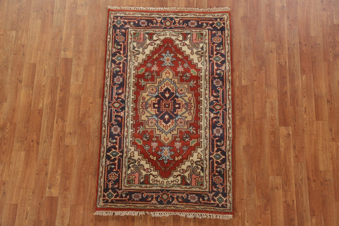 Red Geometric Heriz Oriental Area Rug 3x5