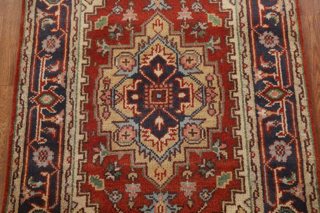 Red Geometric Heriz Oriental Area Rug 3x5