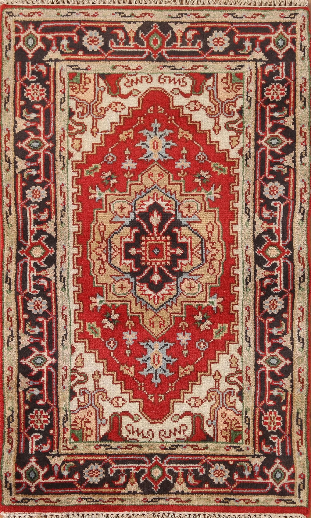 Red Hand-Knotted Heriz Oriental Area Rug 3x5