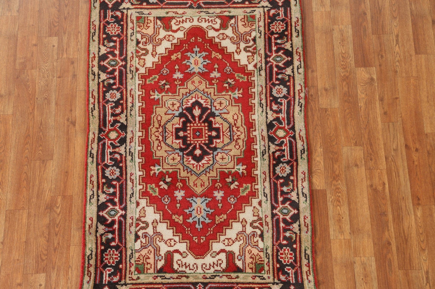 Red Hand-Knotted Heriz Oriental Area Rug 3x5