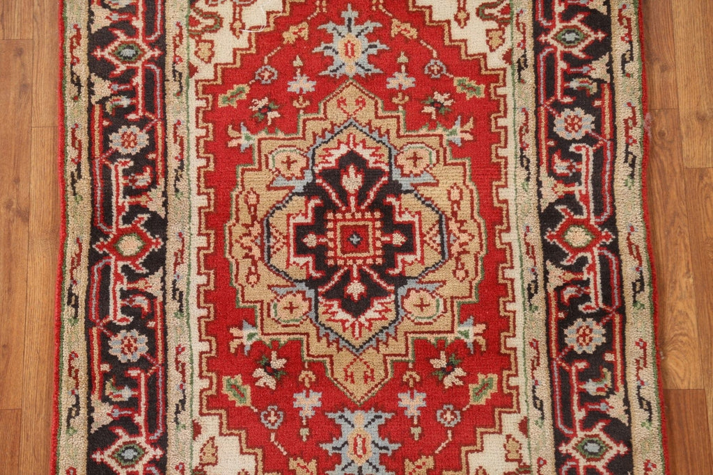 Red Hand-Knotted Heriz Oriental Area Rug 3x5