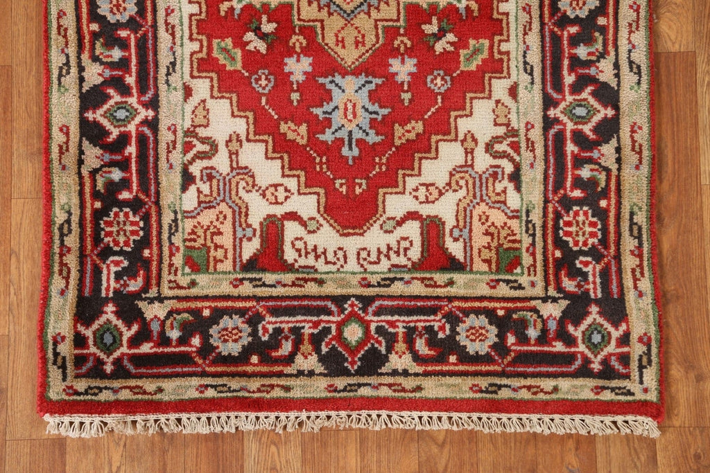 Red Hand-Knotted Heriz Oriental Area Rug 3x5