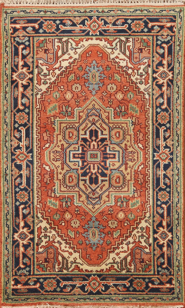 Hand-Knotted Wool Heriz Oriental Area Rug 3x5